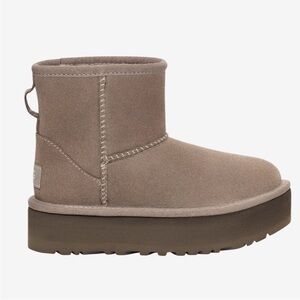 Ugg mini platform gray greige beige women 7 / girls 5 - like new